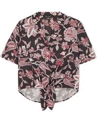 Isabel Marant Neel Hemd Aus Baumwolle Mit Blumendruck Zum Binden - Schwarz