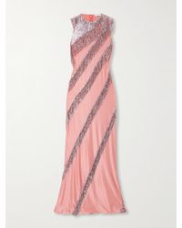 Rabanne - Fringed Chainmail-Embellished Satin-Jersey Maxi Dress - Lyst