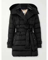 Burberry - Doppelreihige Daunenjacke Aus Gestepptem Shell Mit Kapuze Und Gürtel - Lyst
