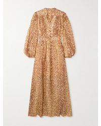 Zimmermann - Cascadian Maxikleid Aus Leinen Mit Leopardenprint - Lyst