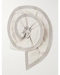 ANDRES OTALORA - Cropped Appliquéd Topstitched Linen Bustier Top - Lyst