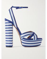Aquazzura - Sundance Plateau 140 Braided Faux Raffia Platform Sandals - Lyst