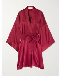 Olivia Von Halle - Mimi Belted Silk-Satin Robe - Lyst