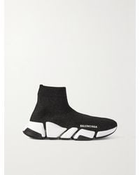 Balenciaga - Speed 2.0 Logo-Print Glittered Stretch-Knit High-Top Sneakers - Lyst