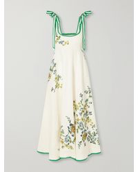 ALÉMAIS - Phyllis Ballet Floral-Print Linen Midi Dress - Lyst