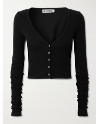 ÉTERNE - Ribbed Stretch Cotton And Modal-Blend Cardigan - Lyst