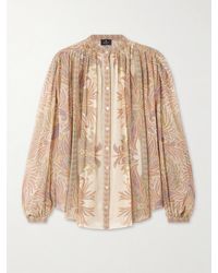 Etro - Gathered Paisley-Print Silk-Chiffon Blouse - Lyst