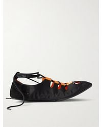 Alaïa - Suede-Trimmed Shell Ballet Flats - Lyst