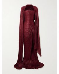 Marmar Halim - Strapless Plissé Silk-Satin Gown And Cape - Lyst