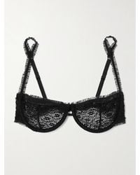 Kiki de Montparnasse - Chante Ruffled Tulle-Trimmed Lace Underwired Soft-Cup Balconette Bra - Lyst