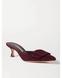 Manolo Blahnik - Maysale 50 Buckled Suede Mules - Lyst