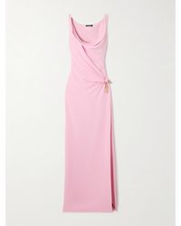 Versace - Embellished Draped Wrap-Effect Silk-Cady Gown - Lyst