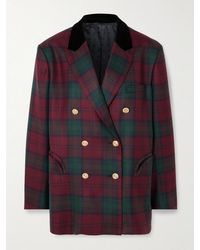 Blazé Milano - Night Break Double-Breasted Velvet-Trimmed Checked Wool Blazer - Lyst