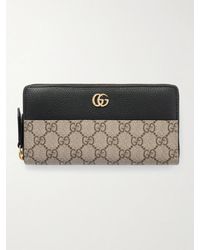 Gucci - Petite Marmont Textured Leather-Trimmed Printed Coated-Canvas Wallet - Lyst