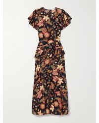 Ulla Johnson - Amaia Tiered Ruffled Floral-Print Silk Midi Dress - Lyst