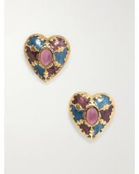 Saint Laurent - Bo Coeur Embellished Earrings - Lyst