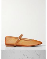 Le Monde Beryl - Patent Leather-Trimmed Mesh Mary Jane Ballet Flats - Lyst