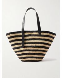 LIE STUDIO - The Bianca Large Leather-Trimmed Striped Raffia Tote - Lyst