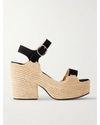 Gabriela Hearst - Sardis 100 Raffia-Trimmed Suede Sandals - Lyst