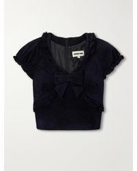 ShuShu/Tong - Crisscross Cropped Bow-Detailed Ruffled Velvet Top - Lyst
