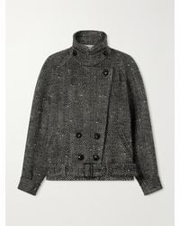 Isabel Marant - Elvane Belted Herringbone Wool-Blend Coat - Lyst