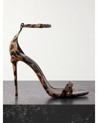 Dolce & Gabbana - Leopard-Print Patent-Leather Sandals - Lyst