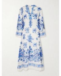 Emporio Sirenuse - Giada Floral-Print Cotton-Voile Kaftan - Lyst