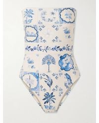 Agua Bendita - Ilusion Wild Strapless Embellished Printed Recycled Swimsuit - Lyst