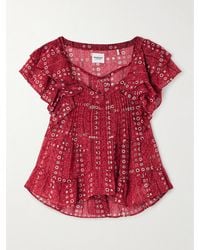 Isabel Marant - Bluse Aus Bedrucktem Biobaumwoll-Voile Mit Rüschen - Lyst