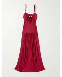 Rabanne - Embellished Gathered Stretch-Jersey Maxi Dress - Lyst