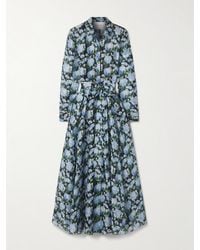 Carolina Herrera - Midi-Hemdblusenkleid Aus Seiden-Organza Mit Blumenprint Und Bindegürtel - Lyst
