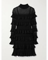 Zimmermann - Crush Paneled Ruffled Ribbed-Knit And Crochet Mini Dress - Lyst