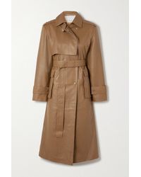 REMAIN Birger Christensen Trench-coat En Cuir À Ceinture Pirello - Neutre