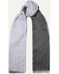 Loro Piana Aylit Nuvola Pure Striped Cashmere And Silk-blend Scarf - Gray