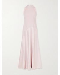 Solace London - Cece Cape-Effect Crepe And Satin Gown - Lyst