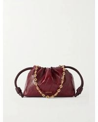 Loewe - Flamenco Mini Leather-Trimmed Crinkled-Eel Clutch - Lyst