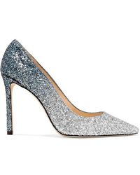 Jimmy Choo Romy 100 Pumps Aus Veloursleder Mit Glitter-finish Und Farbverlauf - Mettallic