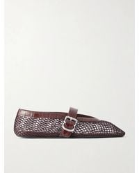 Alaïa - La Ballerine Croc-Effect Leather-Trimmed Mesh Ballet Flats - Lyst