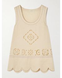 Vita Kin - Orlando Tanktop Aus Leinen Mit Lochstickerei Und Kontrastnähten - Lyst