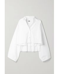 MM6 by Maison Martin Margiela Cropped Cotton-poplin Shirt - White