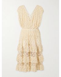 Dries Van Noten - Ruffled Polka-Dot Cotton-Blend Mesh Midi Dress - Lyst