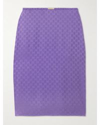 Gucci - Embellished Ruched Silk-Jacquard Midi Skirt - Lyst