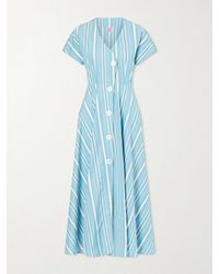 Thierry Colson - Cassandra Striped Cotton-Poplin Midi Dress - Lyst