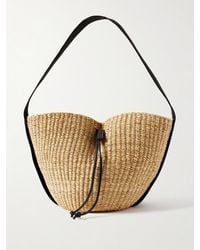 Muuñ - Orbi Cotton Canvas-Trimmed Woven Straw Shoulder Bag - Lyst