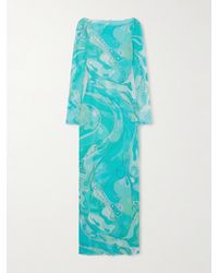 PUCCI - Ruffled Printed Tulle Maxi Dress - Lyst