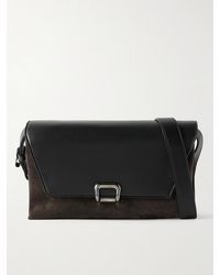 Brunello Cucinelli - Two-Tone Leather And Suede Shoulder Bag - Lyst