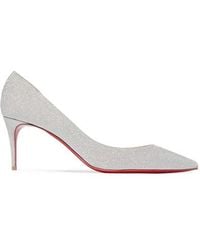 Christian Louboutin Iriza 70 Glittered Leather Court Shoes - Metallic