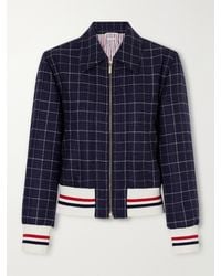 Thom Browne - Cropped Padded Rib-Trimmed Checked Wool-Tweed Jacket - Lyst