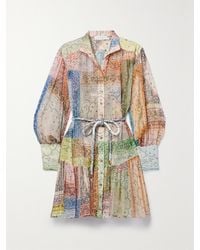 Zimmermann - Mini-Robe En Voile De Coton Et Soie Mélangés Imprimé À Ceinture Matchmaker Lantern - Lyst