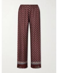 Doen - Lavon Fringed Printed Silk-Blend Satin Wide-Leg Pants - Lyst